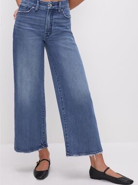 Good American Good Waist Palazzo Cropped Jeans